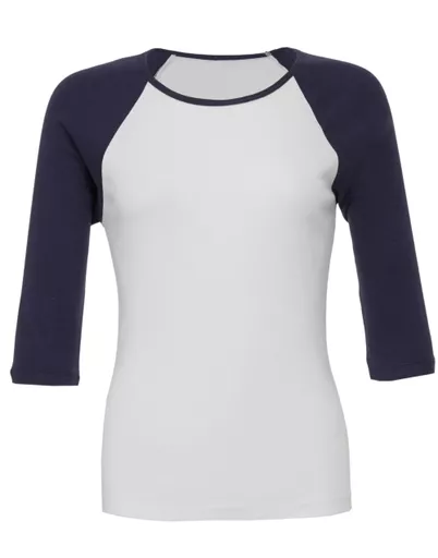 Women's Baby Rib 3/4 Sleeve Contrast Raglan Tee