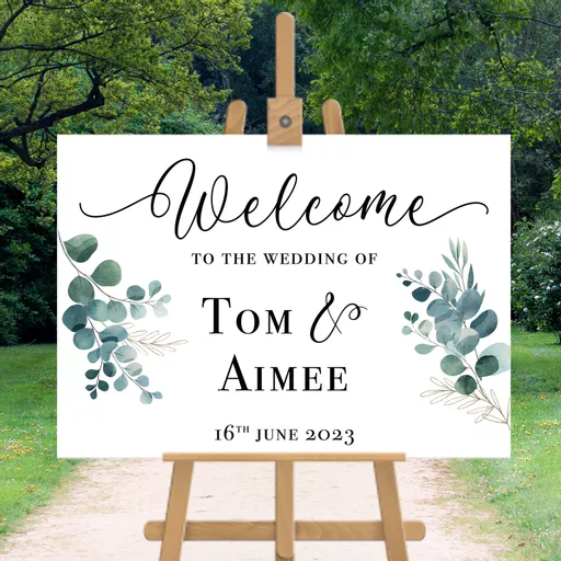 Personalised Wedding Welcome Sign Eucalyptus