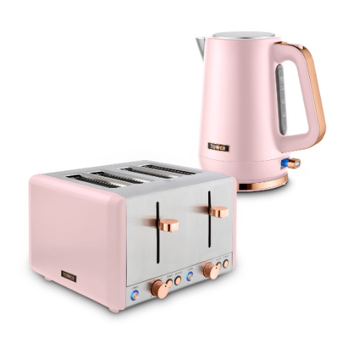 Tower Cavaletto Jug Kettle & 4 Slice Toaster Bundle Pink