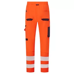SYH-502-System-Hi-Vis-Orange-Navy-Eco-Stretch-Jogger-Trousers-Back With Segmented Tape.png
