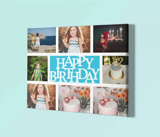 Personalised 'Happy Birthday' Photo Collage Canvas