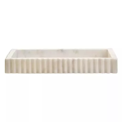 OUT OF STOCK - Rectangular Fluted Tray, Andelo, White Marble