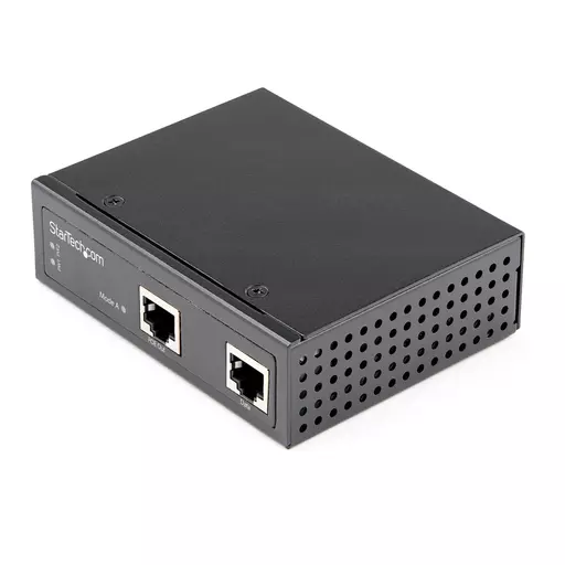 StarTech.com Industrial Gigabit Ethernet PoE Injector - 30W 802.3at PoE+ Midspan 48V-56VDC DIN Rail Power Over Ethernet Injector Adapter - -40C to +75C Cameras/Sensors/WiFi Access