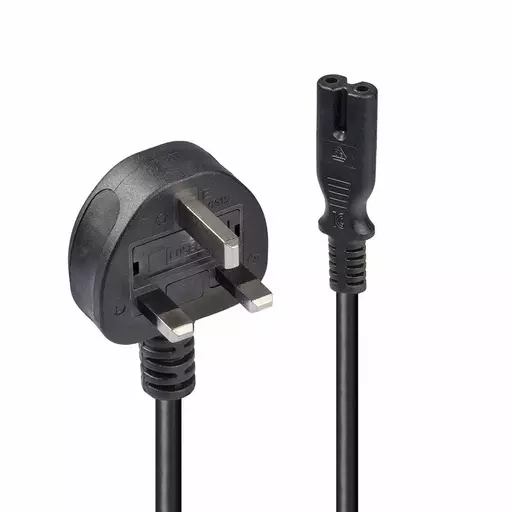Lindy 1m UK 3 Pin Plug To IEC C7 Mains Power Cable, Black
