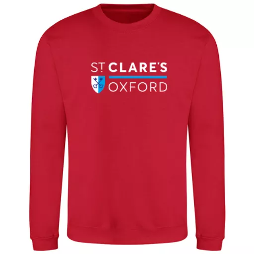 StClaresOxford_LeisureSweatshirt_FireRed_Front.png