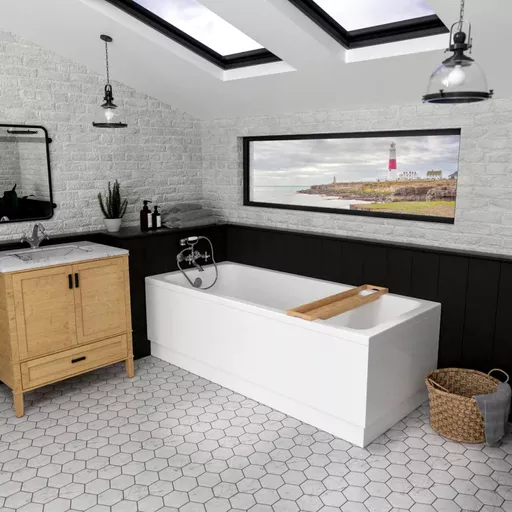 Portland 1900 x 900 x 440mm Single Ended (SE) Beauforte Bath - White