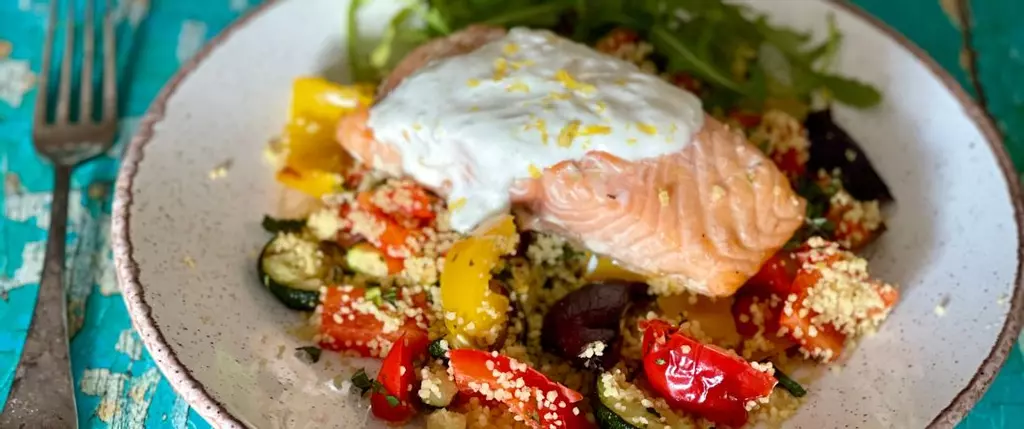 Salmon with Chargrilled Vegetable Salad