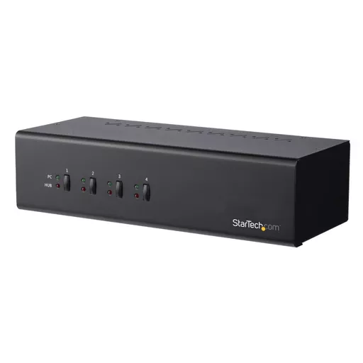 StarTech.com 4 Port Dual Monitor Dual Link DVI KVM Switch 1440p - Dual Screen/View/Display Compact USB KVM Switch w/Integrated USB 3.0 Hub & Audio - Dell HP Apple Lenovo TAA Compliant