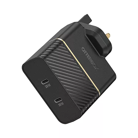 OtterBox UK Wall Charger 50W - 1X USB-C 30W + 1X USB-C 20W USB-PD, black