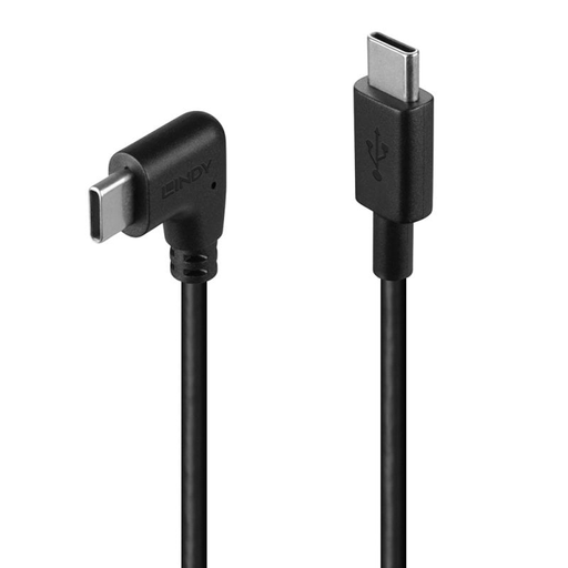 Photos - Cable (video, audio, USB) Lindy 1m USB 2.0 Straight USB-C to Right-Angled USB-C Cable 