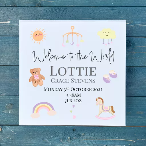 Personalised New Baby Girl Keepsake Memory Box