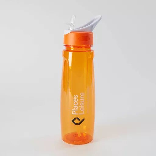 PLACES CLEAR ORANGE STRAW BOTTLE