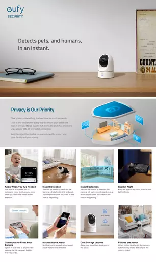 Eufy T8410223 security camera Dome IP security camera Indoor 2048 x 1080 pixels Desk