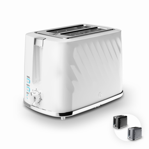 Swan White Windsor 2 Slice Textured Toaster