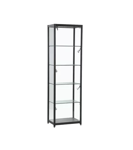 Black Tower Showcase with Single Door - 198cm x 60cm x 40cm