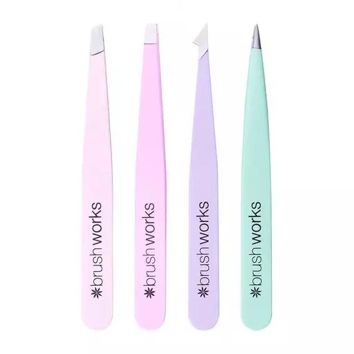 Brushworks HD 4 Piece Combination Tweezer Set - Pastels