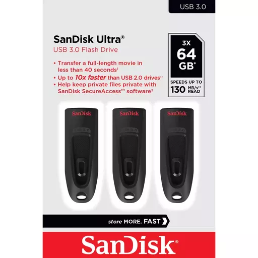 SanDisk Ultra USB flash drive 64 GB USB Type-A 3.2 Gen 1 (3.1 Gen 1) Black