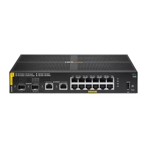 HPE Aruba Networking CX 6100 12G Class4 PoE 2G/2SFP+ 139W Switch