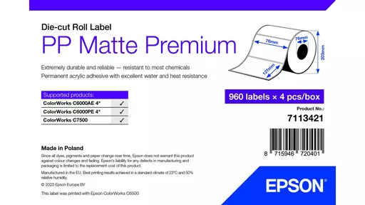 Epson 7113421 printer label White Self-adhesive printer label