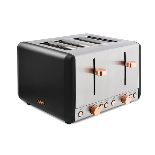Image of Tower Cavaletto 4 Slice Stainless Steel Toaster Black