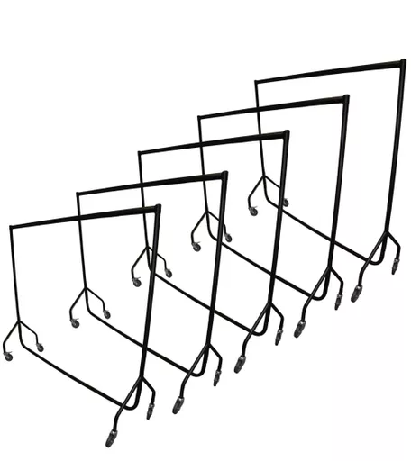 10 Pack Bundle - 6ft Black Heavy Duty Clothing Rail with 100mm Castors