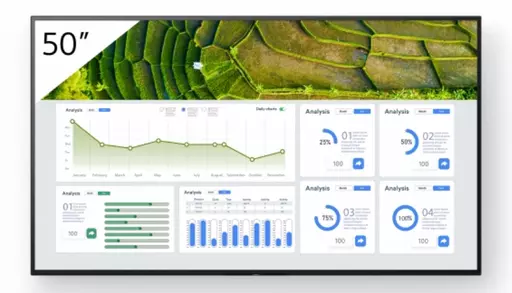Sony FW-50BZ30L Signage Display Digital signage flat panel 127 cm (50") LCD Wi-Fi 440 cd/m² 4K Ultra HD Black Android 24/7
