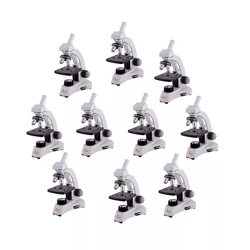 STUDENT RECHARGABLE LED MONOCULAR MICROSCOPE CLASS SET OF 10