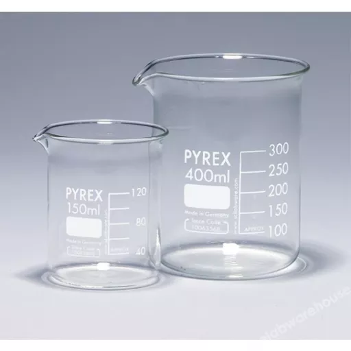 Beaker 100ml Pyrex Glass Low Form Graduated With Spout Each