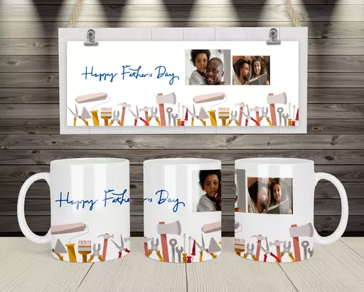 Personalised 'Happy Father's Day' Mug - Upload 2 Photos