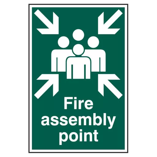 ASEC `Fire Assembly Point 200mm x 300mm PVC Self Adhesive Sign
