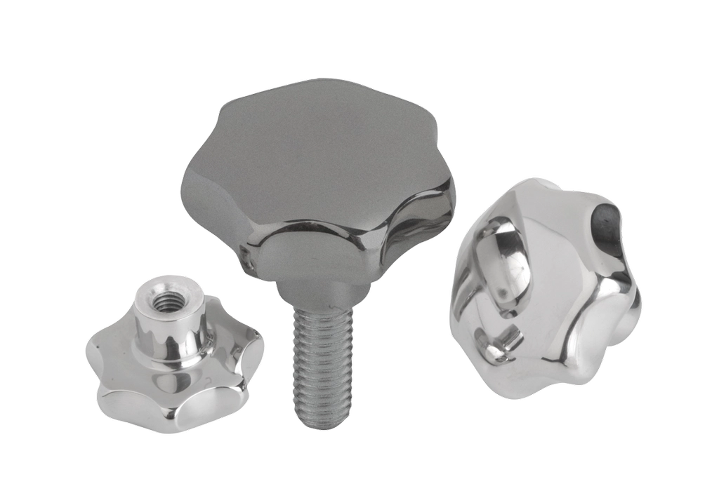 K0150 Inch - Star Knobs In Stainless Steel Five Hole Types