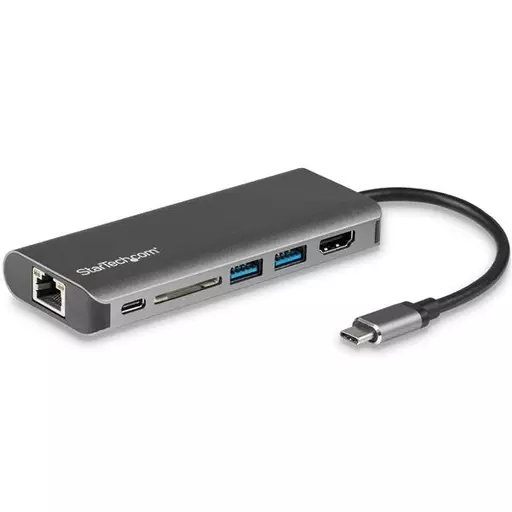 StarTech.com USB C Multiport Adapter, Portable USB-C Dock to 4K HDMI, 2-pt USB 3.0 Hub, SD/SDHC, GbE, 60W PD Pass-Through - USB Type-C/Thunderbolt 3 - REPLACED BY DKT30CHSDPD1