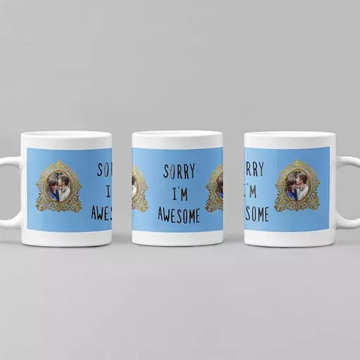 'Sorry I'm Awesome' Personalised Photo Mug (Blue)