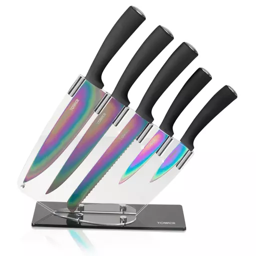 5 Piece Titanium Knife Set with Stand