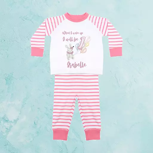 Personalised When I Wake Up Pink Rabbit Pyjamas