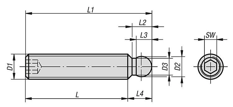 Grub Screw With Thrust Point. M12x50mm Thread. Steel.
