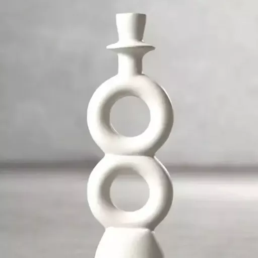Abstract Candle Holder, Marsella, Cream