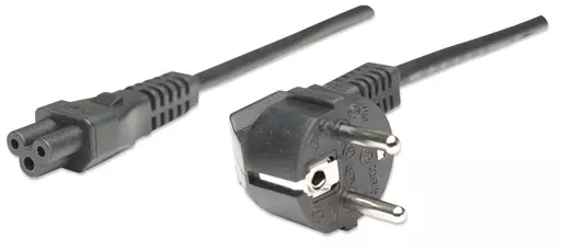 Manhattan Power Cord/Cable, Euro 2-pin (CEE 7/4) plug to C5 Female (cloverleaf/triangular), 1.8m, 16A, Lifetime Warranty, Polybag