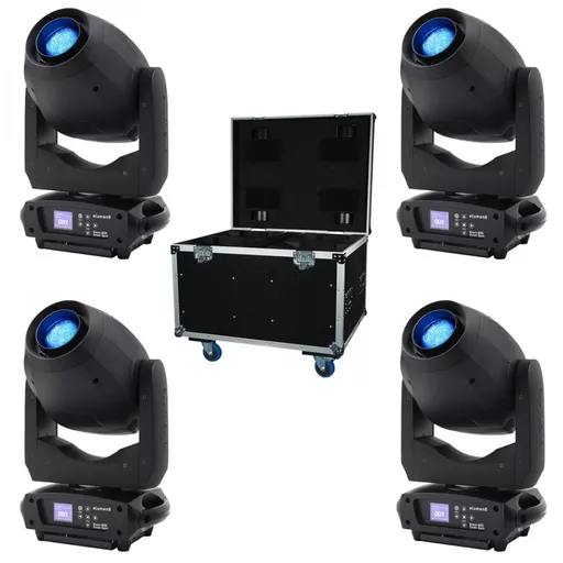 elumen8 Evora 850 Zoom Spot Moving Head x4 with Flight Case Bundle