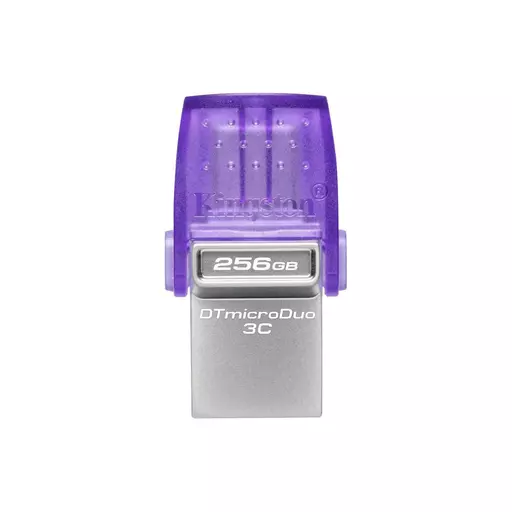 Kingston Technology DataTraveler microDuo 3C USB flash drive 256 GB USB Type-A / USB Type-C 3.2 Gen 1 (3.1 Gen 1) Stainless steel, Purple