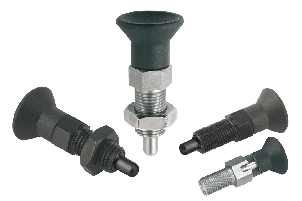 K0630 Inch - Indexing Plungers In Steel And Stainless Steel With Mushroom Grip And Extended Pin