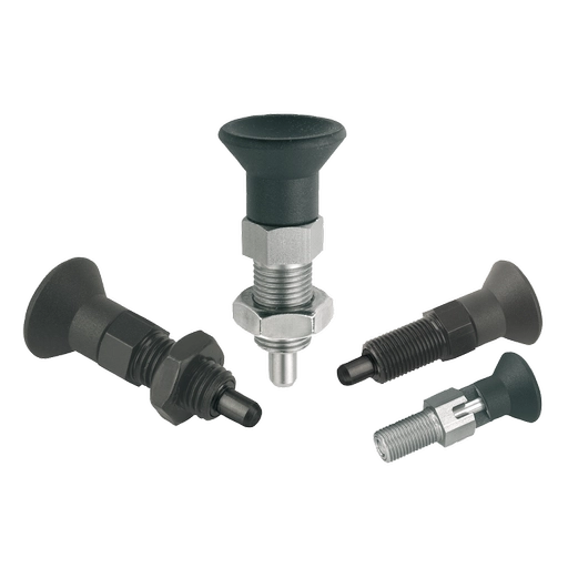 K0630 Inch - Indexing Plungers In Steel And Stainless Steel With Mushroom Grip And Extended Pin