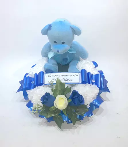 Teddy Bear Wreath ring - Cute - Funeral tribute - Memorial - any colour