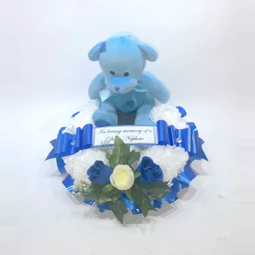 Teddy Bear Wreath ring - Cute - Funeral tribute - Memorial - any colour