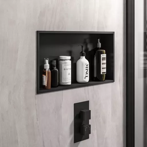 600x300mm Shower Niche - Matt Black