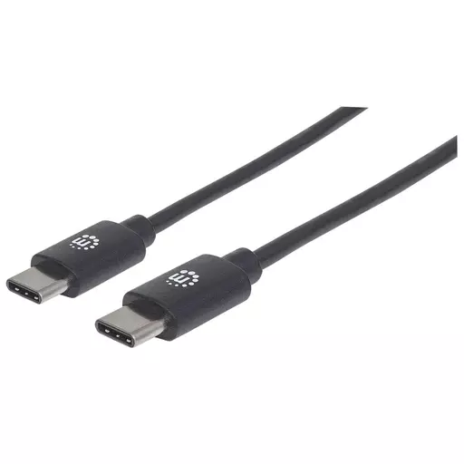 Manhattan USB-C to USB-C Cable, 1m, Male to Male, 480 Mbps (USB 2.0), 3A (fast charging), Equivalent to USB2CC1M, Hi-Speed USB, Black, Lifetime Warranty, Polybag