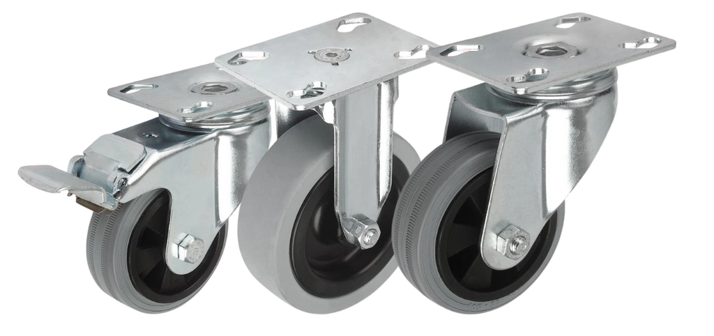 K1760 - Heavy Duty Swivel and Fixed Castors With Solid Rubber Tyres
