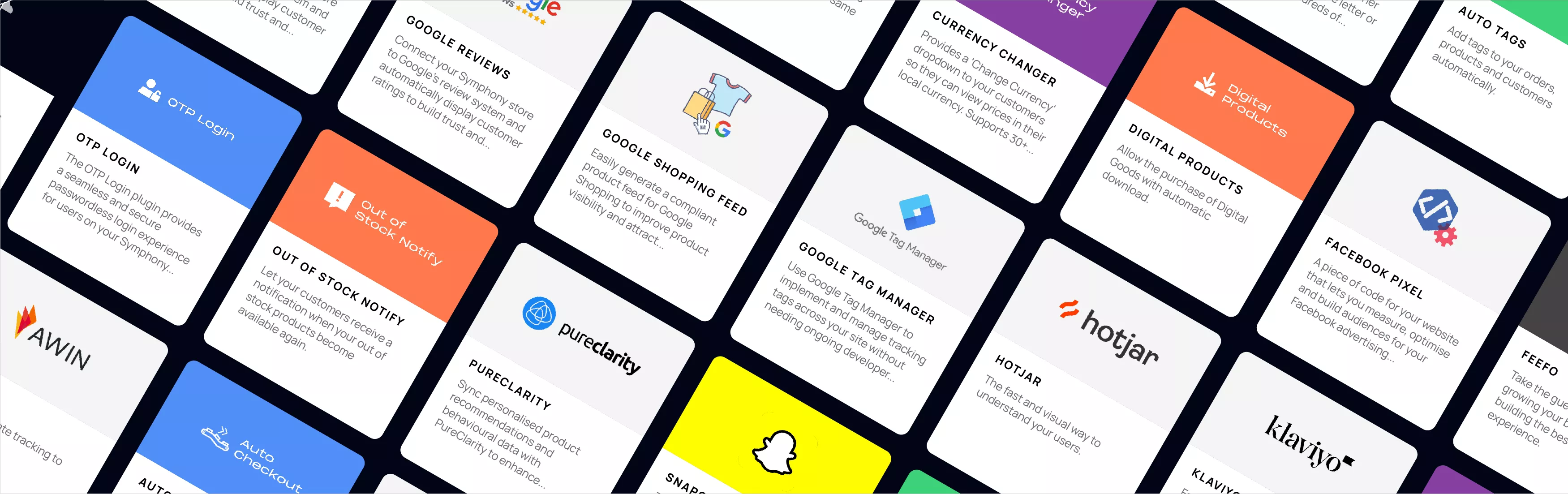 Sell and Convert plugins compatible with Symphony Commerce displayed in a collage