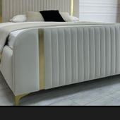 Allegra Gold Panel Luxury  Upholstered Bed frame with Optional Storage Swatch