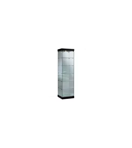 Tower Showcase - Black Glass Display Cabinet with Lights 54cm x 53cm x 200cm